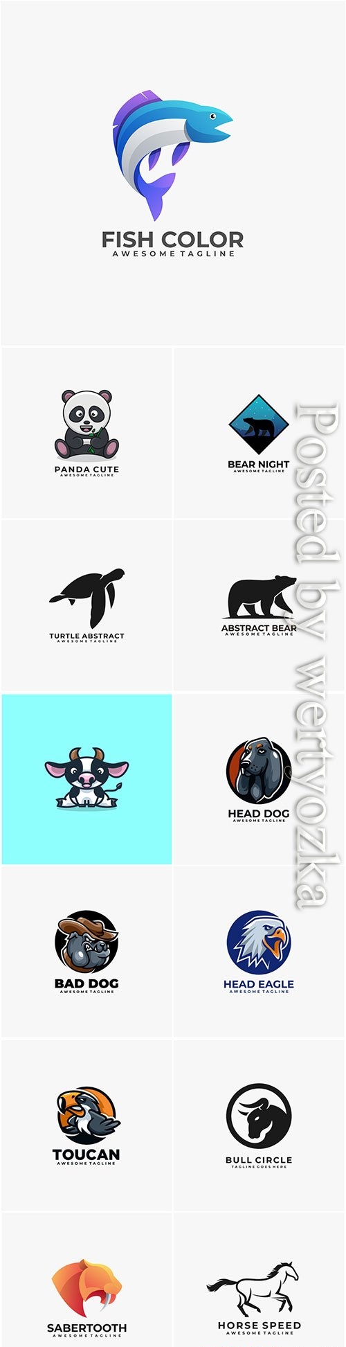 Animals and birds logos in vector