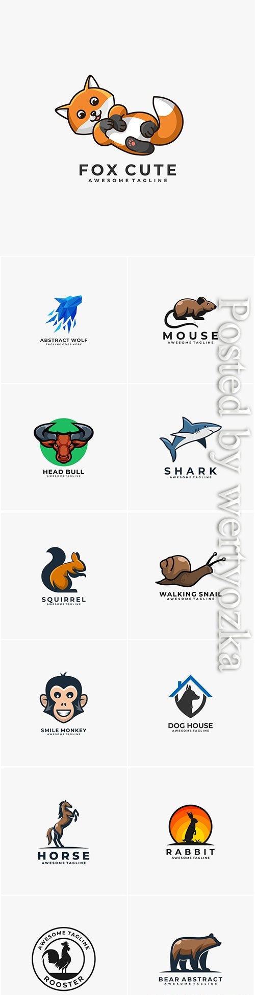 Animals and birds logos in vector vol 3