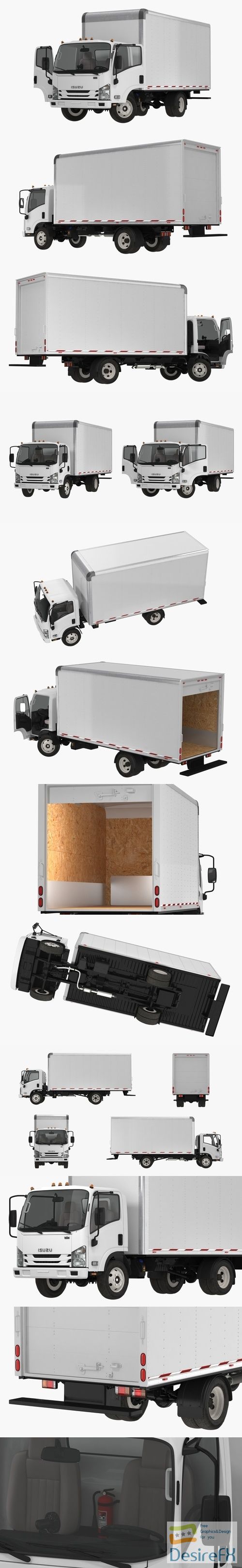 Box Truck Isuzu NPR 2018 Rigged 3D Model