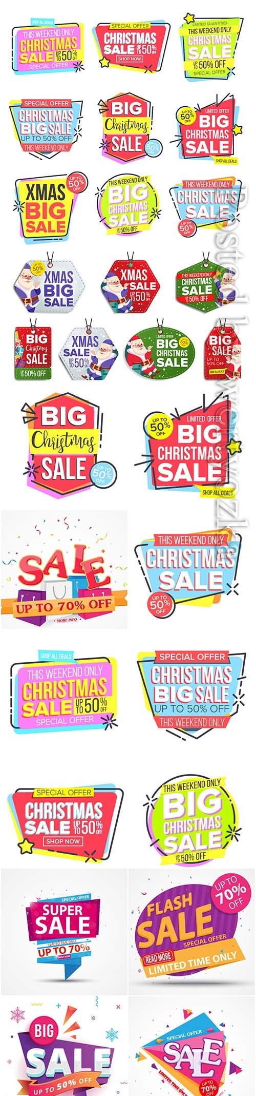 Christmas and new year stickers set, tags with labels vol 3