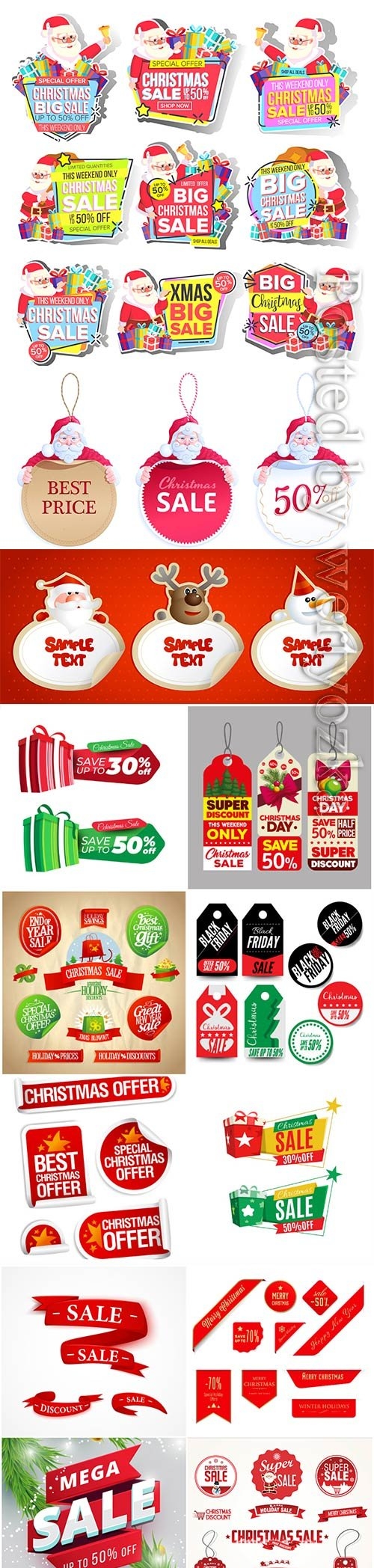 Christmas and new year stickers set, tags with labels vol 4