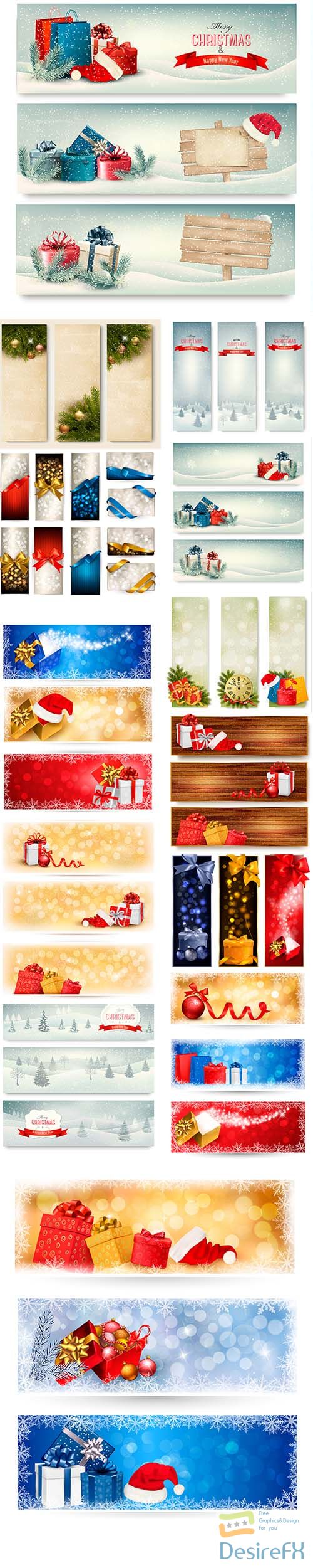 Christmas winter banners with presents