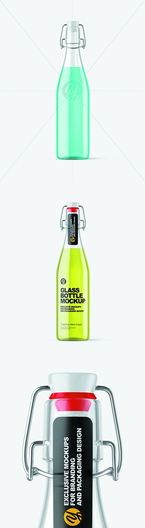 Clear Glass Bottle with Clamp Lid Mockup 66332
