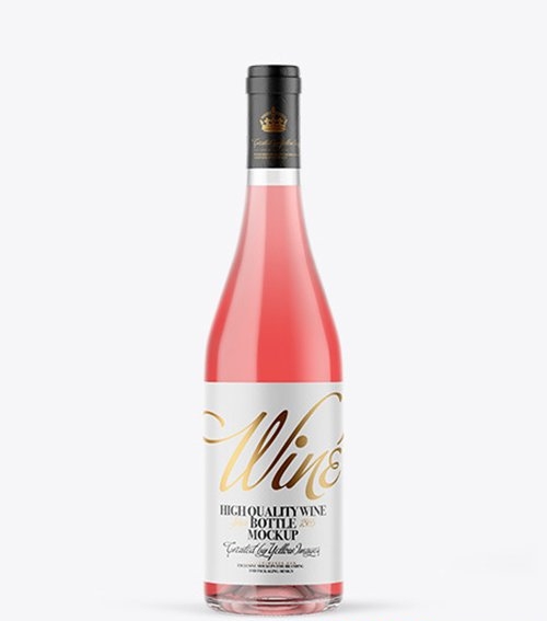 Clear Glass Pink Wine Bottle Mockup 66415