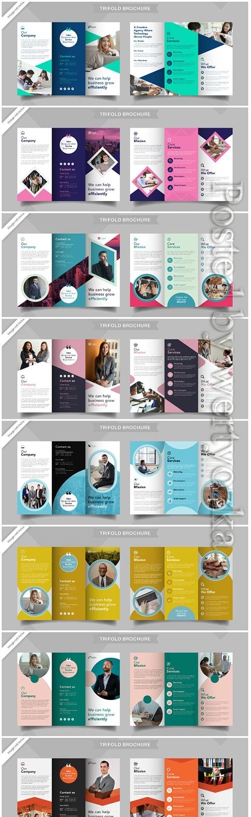 Corporate business trifold brochure vector template
