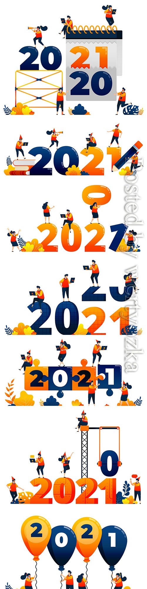 Countdown theme of teamwork in the following year concept vector