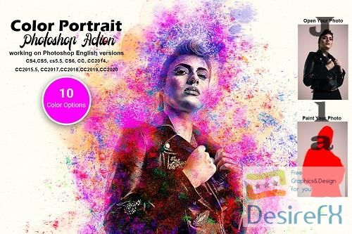 CreativeMarket - Color Portrait Photoshop Action 5621771