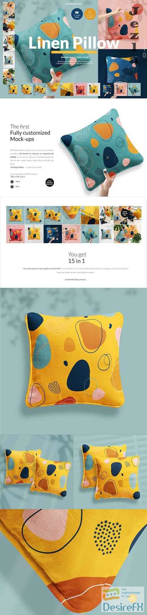 CreativeMarket - Linen Pillow 15x Mock ups Set 5352824