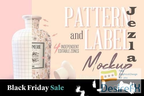 CreativeMarket - Pattern &amp; Label Parfum Bottle Mockup 4517819