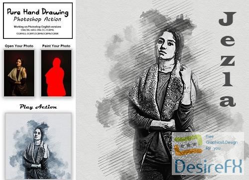 CreativeMarket - Pure Hand Drawing Photoshop Action 5354336
