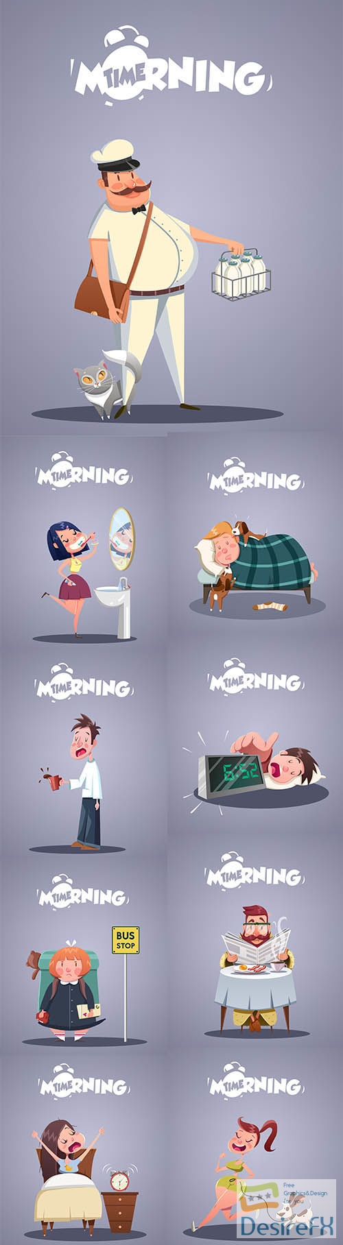 Daily morning life vector illustration