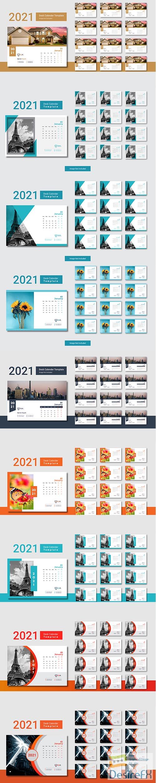 Desk calendar 2021 creative minimal template design
