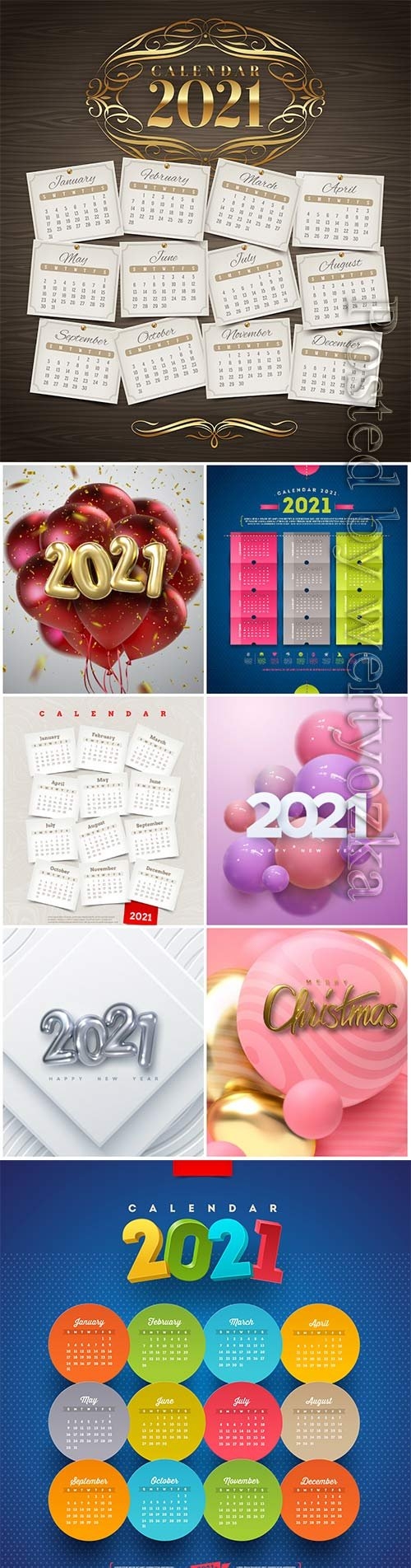 Desk calendar 2021 template design for new year vol 10