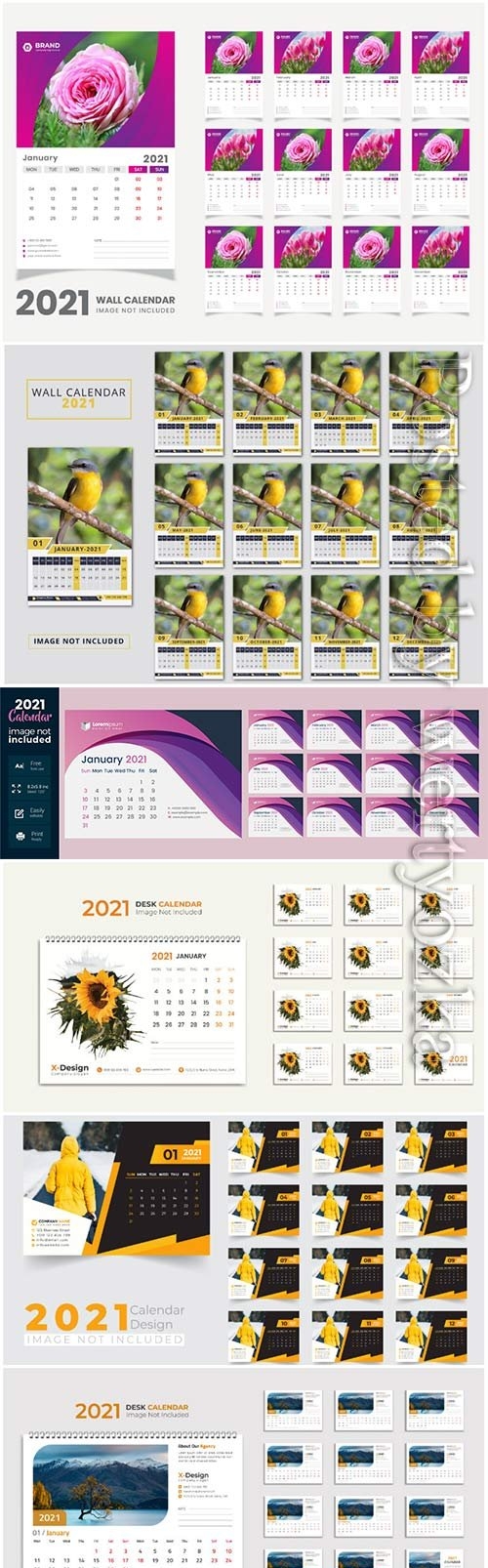 Desk calendar 2021 template design for new year vol 5
