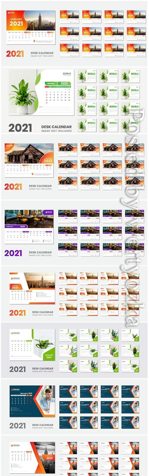 Desk calendar 2021 template design for new year vol 6