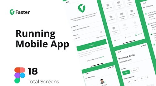 Faster - Running Mobile App UI kit Figma