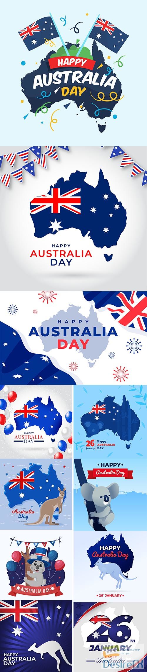 Flat australia day with koala illustration