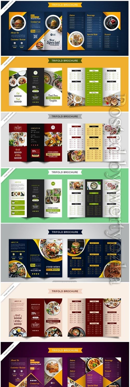 Food trifold brochure menu template