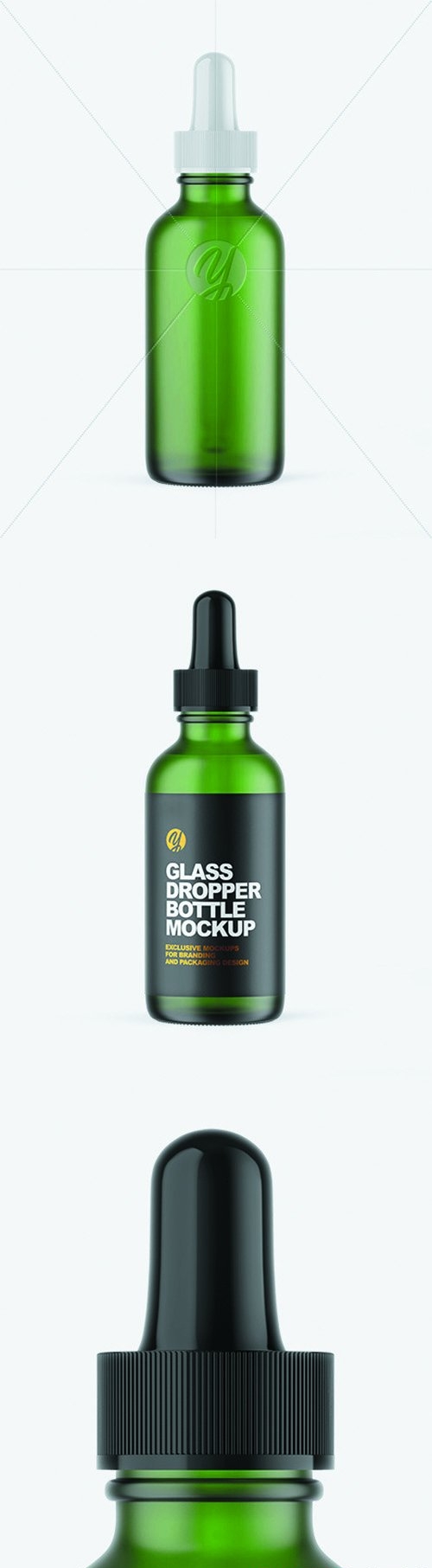 Frosted Green Glass Dropper Bottle Mockup 66083