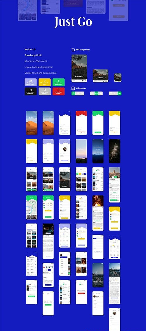 Just Go 2.0 travel app - UI Kit