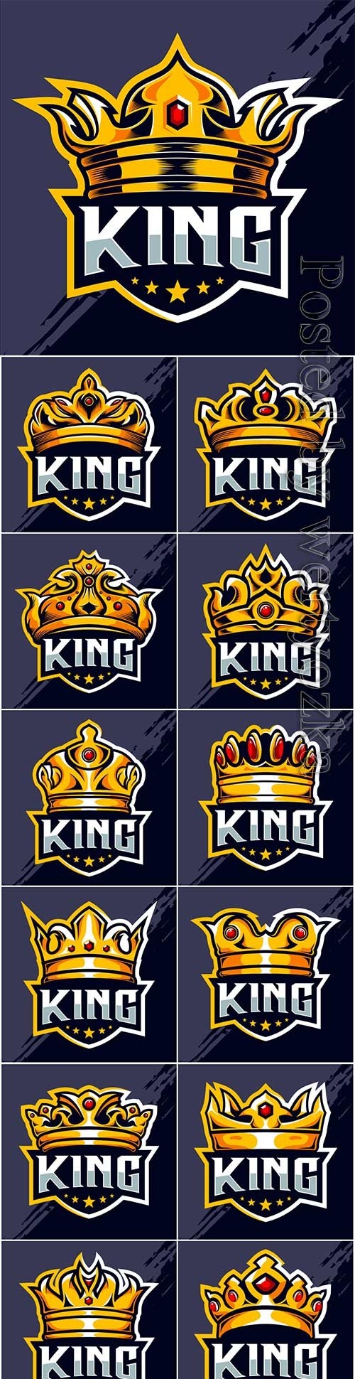 King crown esport logo design premium vector