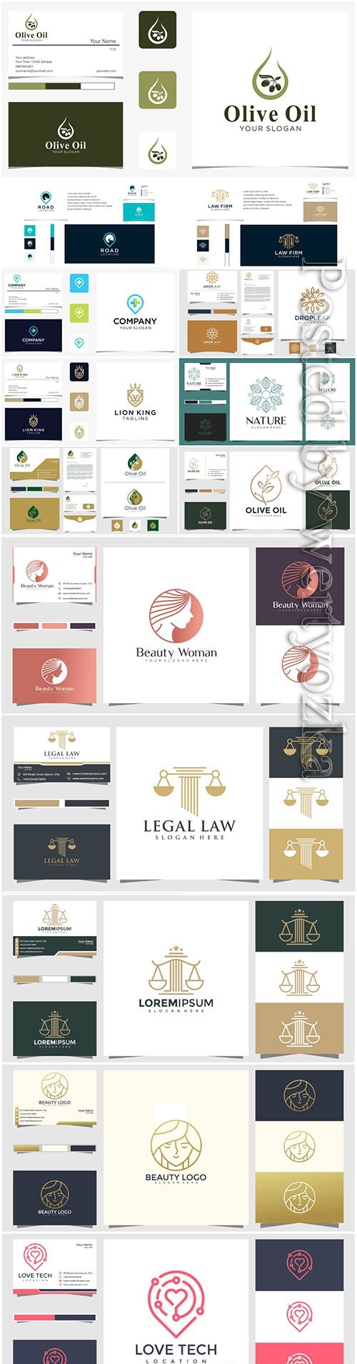 Logo design concept and business card premium vector