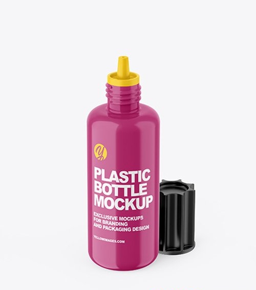 Opened Glossy Plastic Bottle Mockup 66422