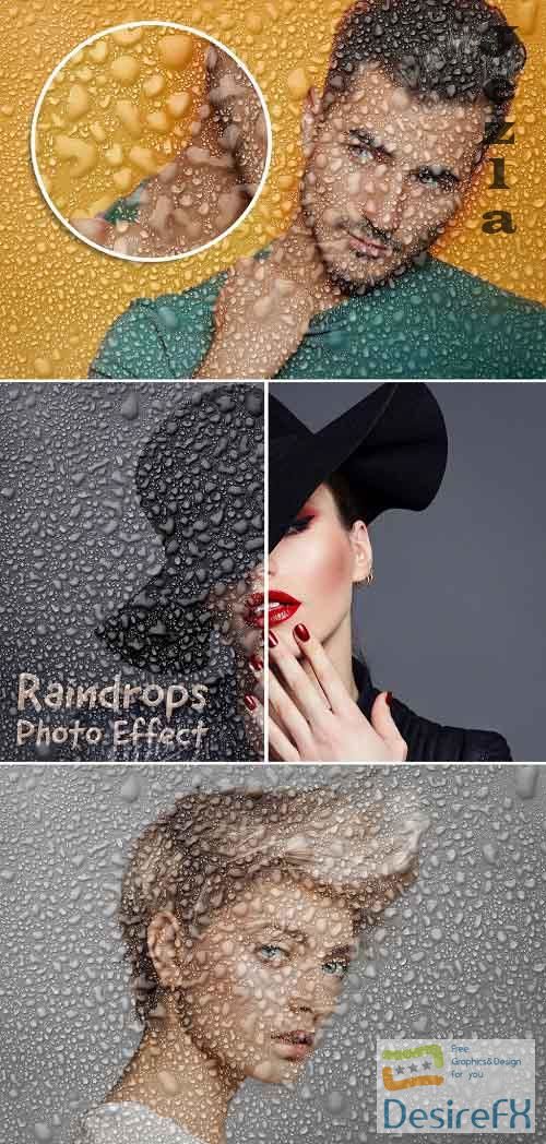 Raindrops Photo Effect Mockup 391324679