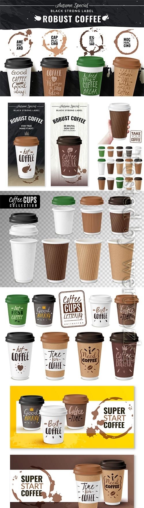 Realistic coffee cup poster vector