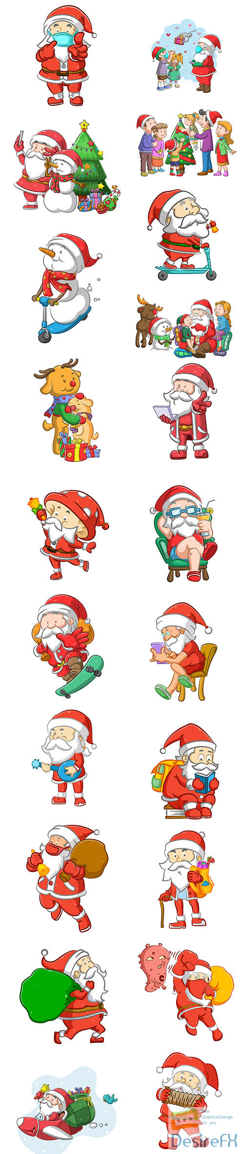Santa Claus and Snowman illustrations