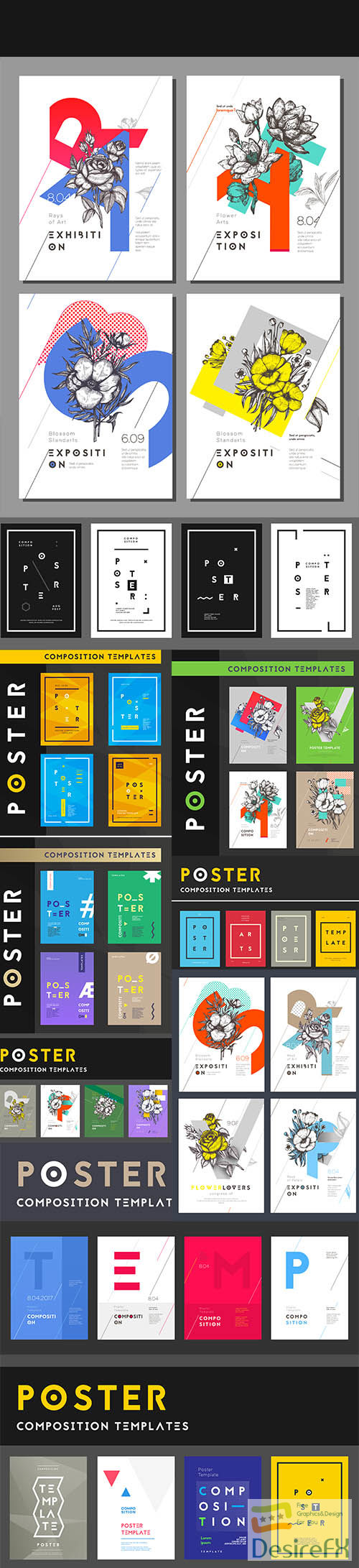 Set poster templates modern clean design vector illustration