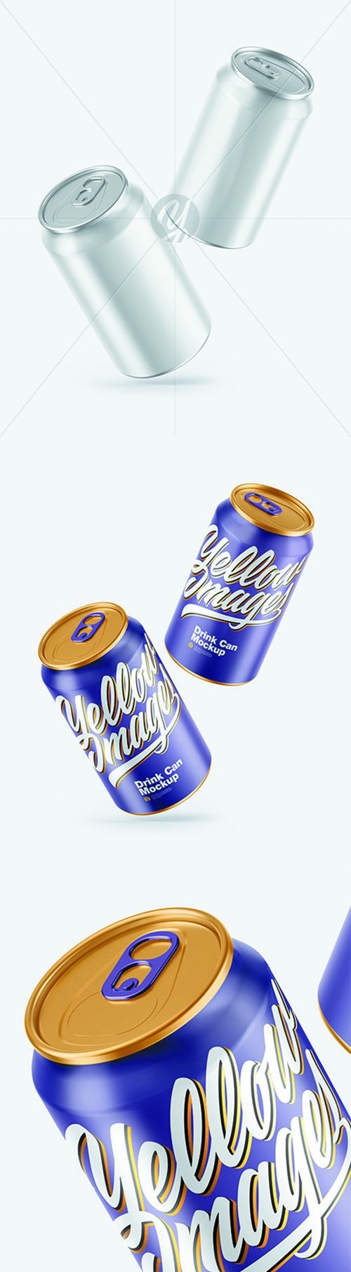 Two Metallic Drink Cans w/ Glossy Finish Mockup 68627