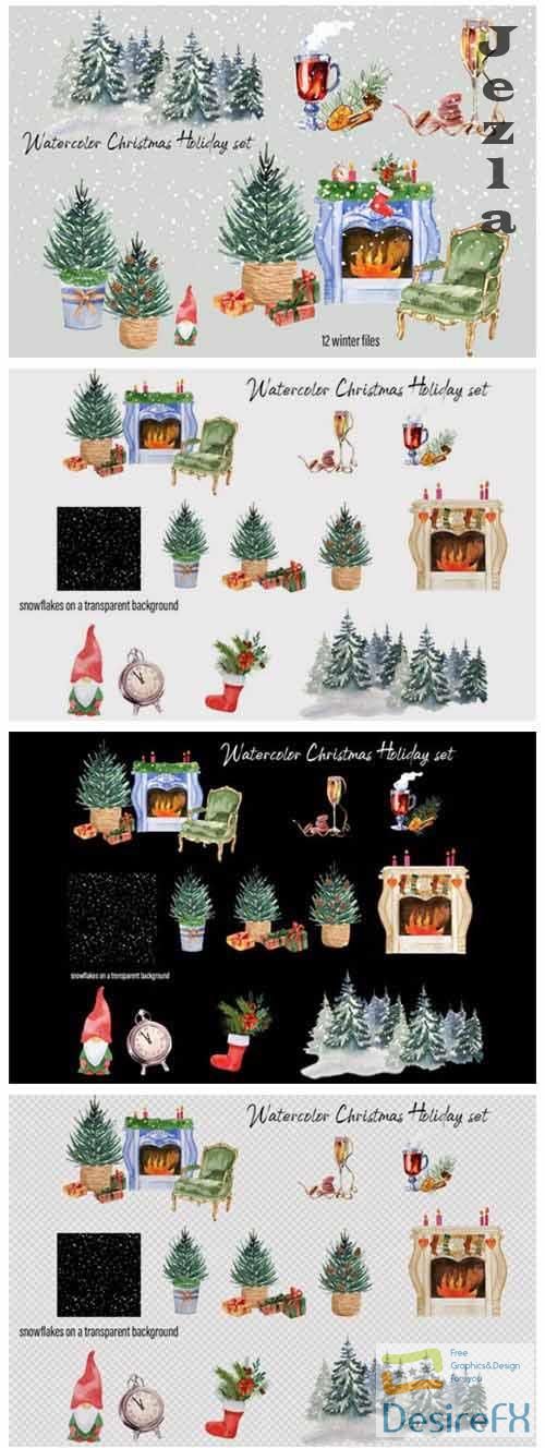 Watercolor Christmas clipart scene creator - 1000168