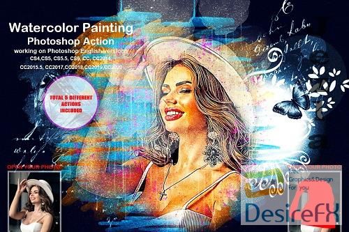 Watercolor Painting Photoshop Action - 5458160