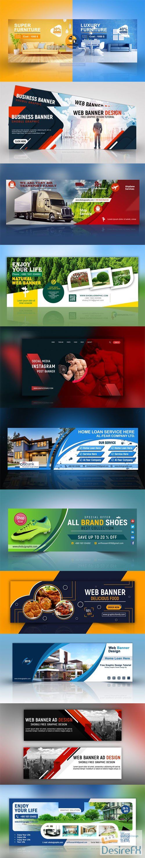11 Multipurpose Web Banners PSD Templates Collection