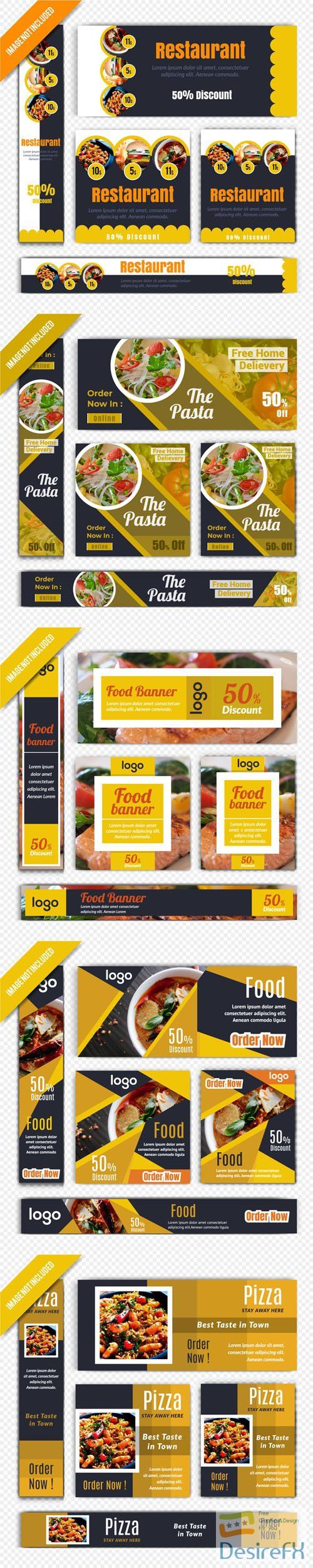 Food &amp; Restaurant Banners Templates in Vector