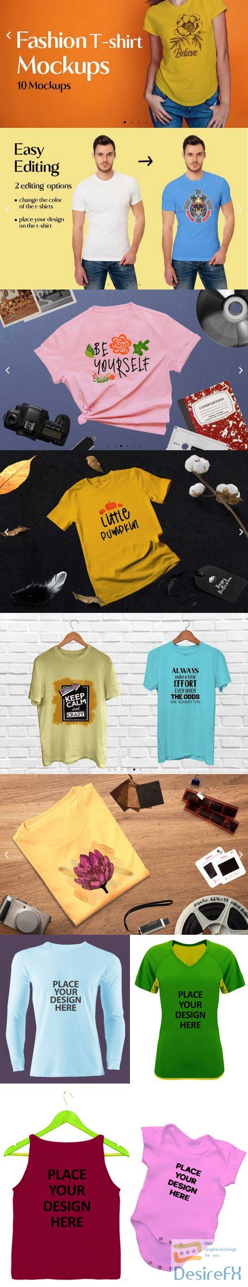 Download Fashion T-shirt PSD Mockups Collection - DesireFX.COM