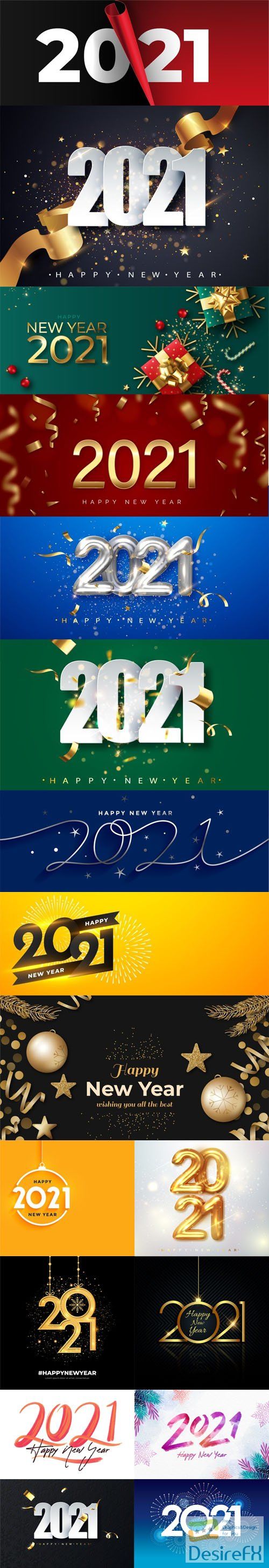 17 Happy New Year 2021 Backgrounds Collection in Vector