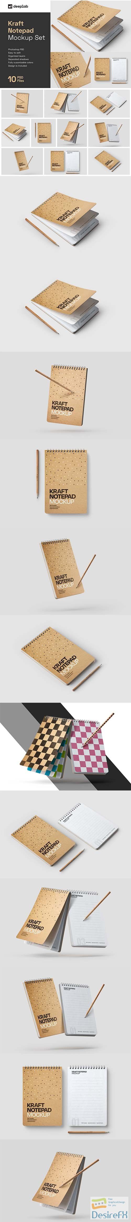 CreativeMarket - Kraft Notepad Mockup Set, Sketchbook 5708587