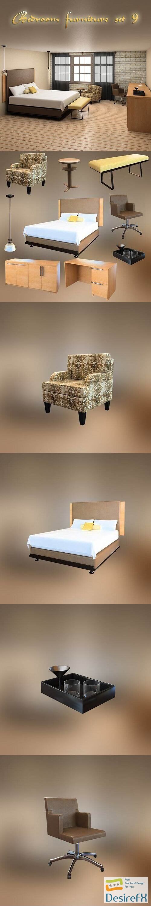 Bedroom Furniture 09 Set 3D Model