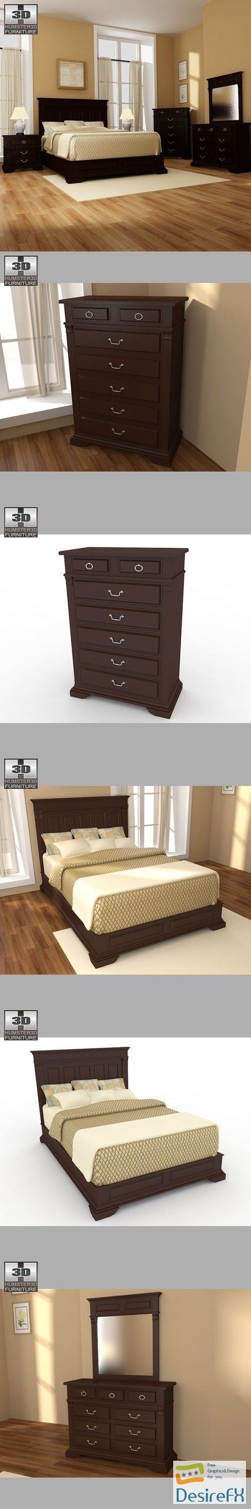 Bedroom Furniture 14 Set 3D Model