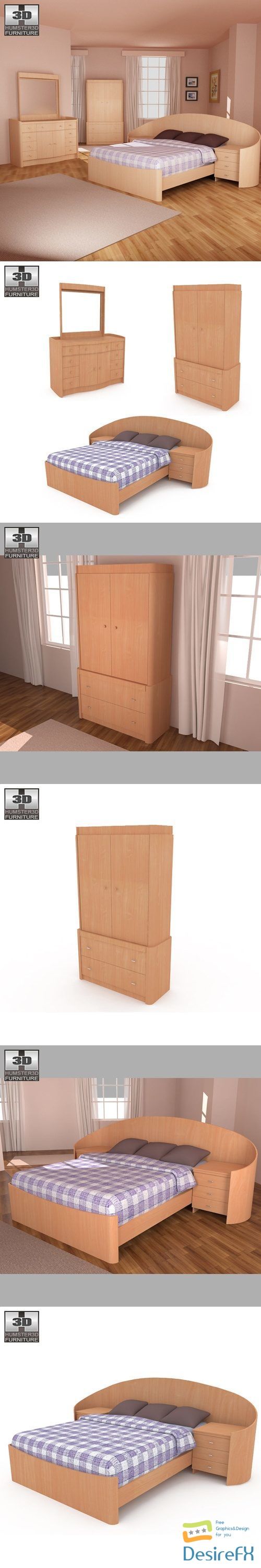 Bedroom Furniture 16 Set 3D Model