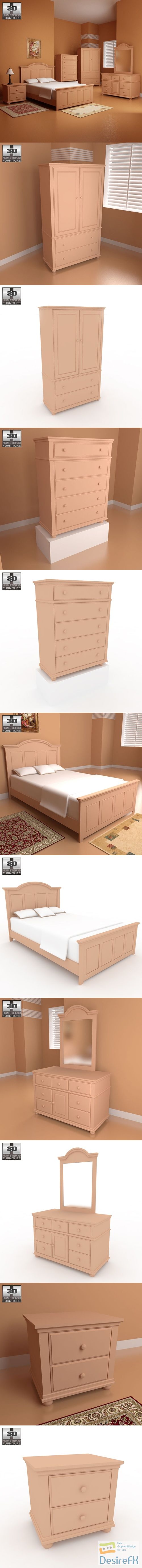 Bedroom Furniture 18 Set 3D Model