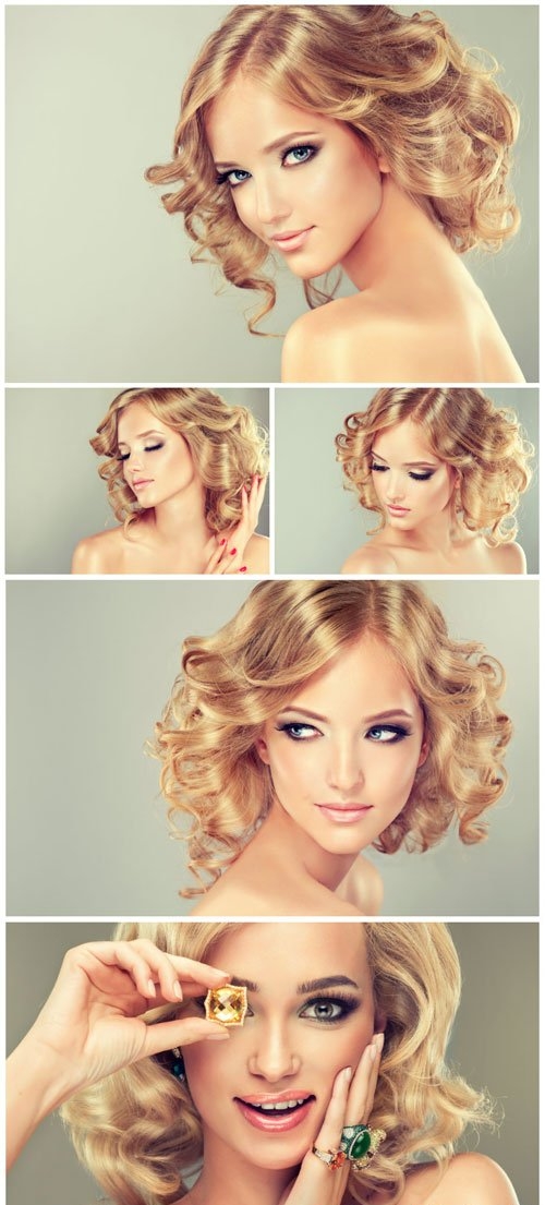 Blonde with short hair stock photo