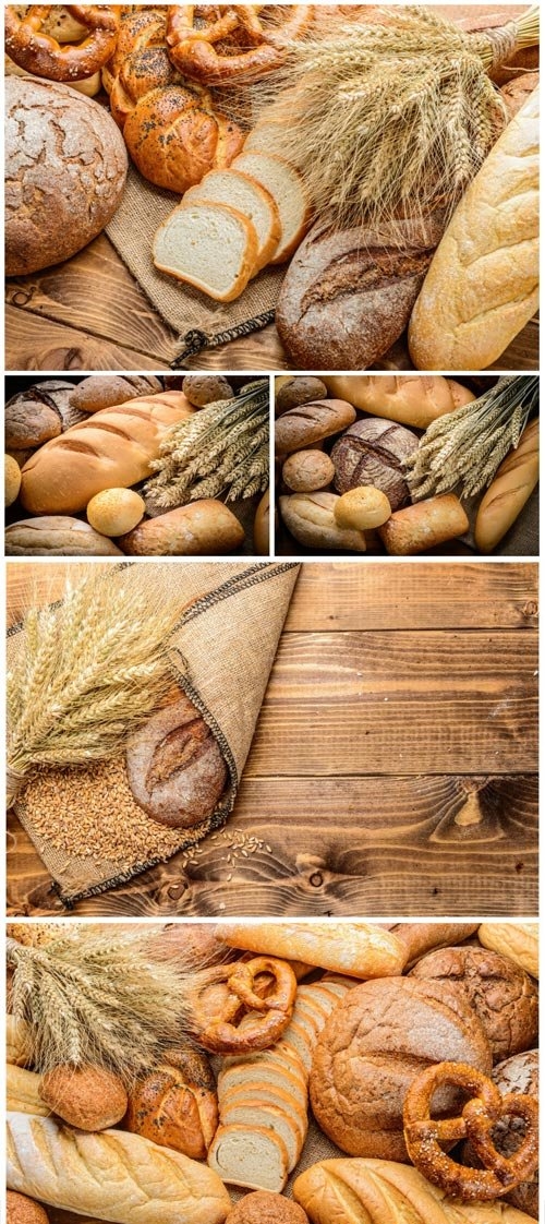 Bread, buns, buns and bagels stock photo
