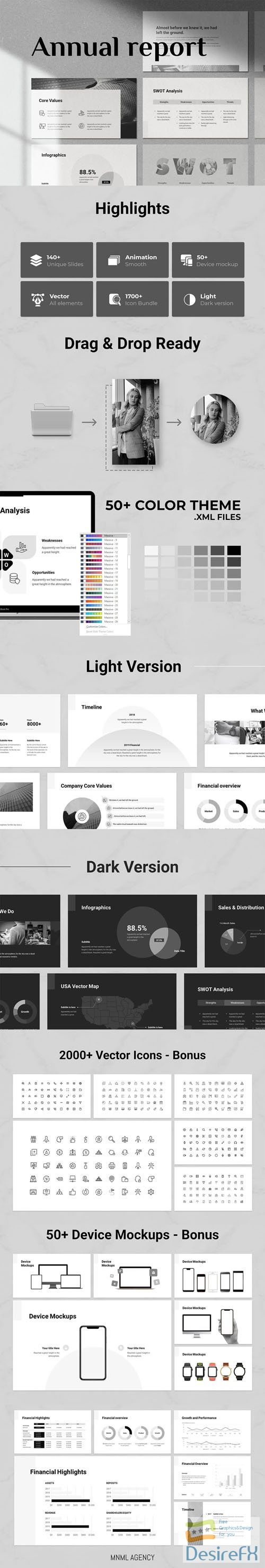 Annual Report PowerPoint &amp; Google Slides Presentation Templates ( Light &amp; Dark )