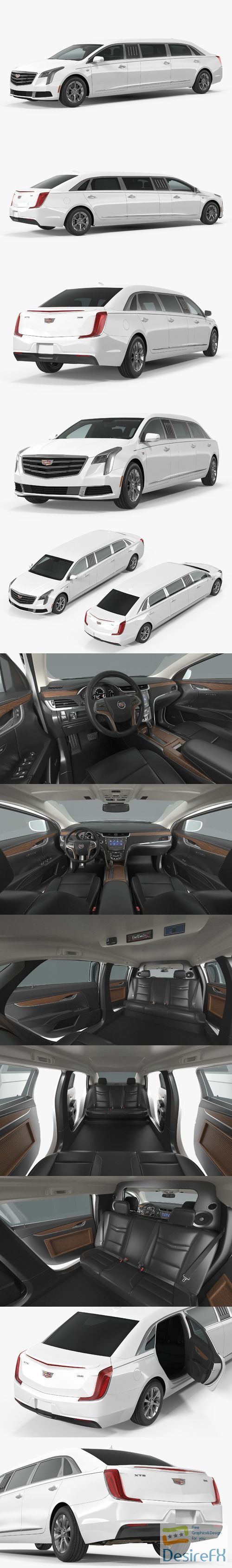 Cadillac XTS Six Door Limousine 3D Model