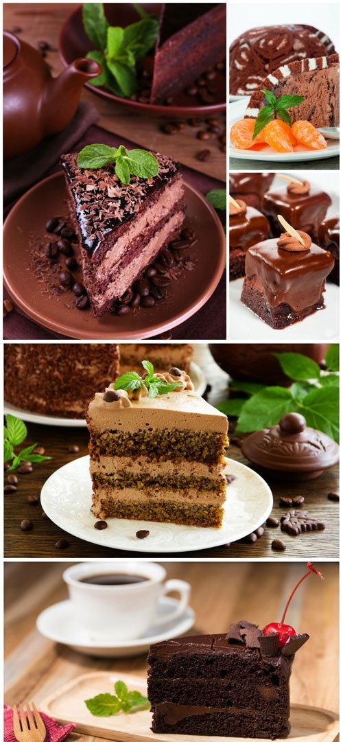 Cakes, delicious desserts stock photo