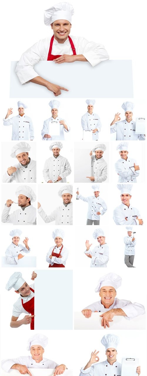 Chef with bigboards stock photo