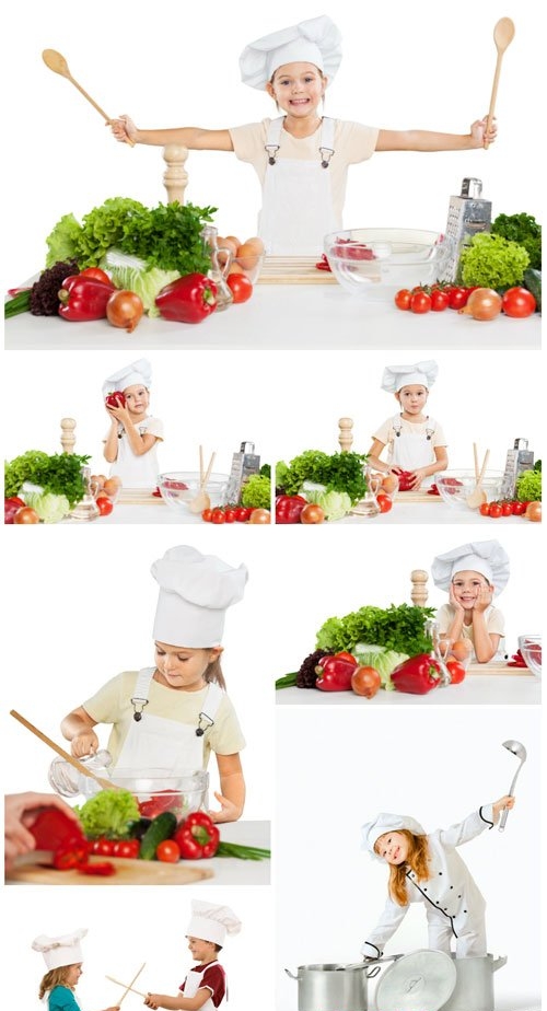 Children in chef suits stock photo